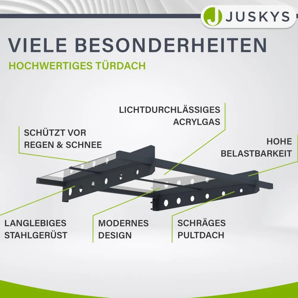 Vordach Manila Dunkelgrau – Pultvordach Acryglas, Stahl – für Tür & Eingangsbereich ^ Juskys Discount