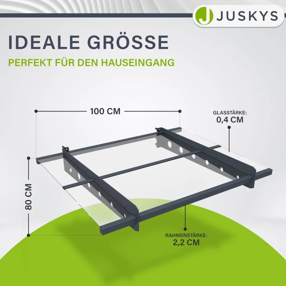 Vordach Manila Dunkelgrau – Pultvordach Acryglas, Stahl – für Tür & Eingangsbereich ^ Juskys Discount