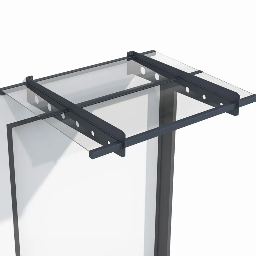Vordach Manila Dunkelgrau – Pultvordach Acryglas, Stahl – für Tür & Eingangsbereich ^ Juskys Discount