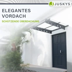 Vordach Manila Dunkelgrau – Pultvordach Acryglas, Stahl – für Tür & Eingangsbereich ^ Juskys Discount