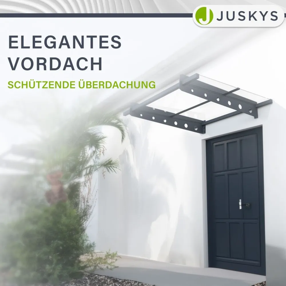 Vordach Manila Dunkelgrau – Pultvordach Acryglas, Stahl – für Tür & Eingangsbereich ^ Juskys Discount