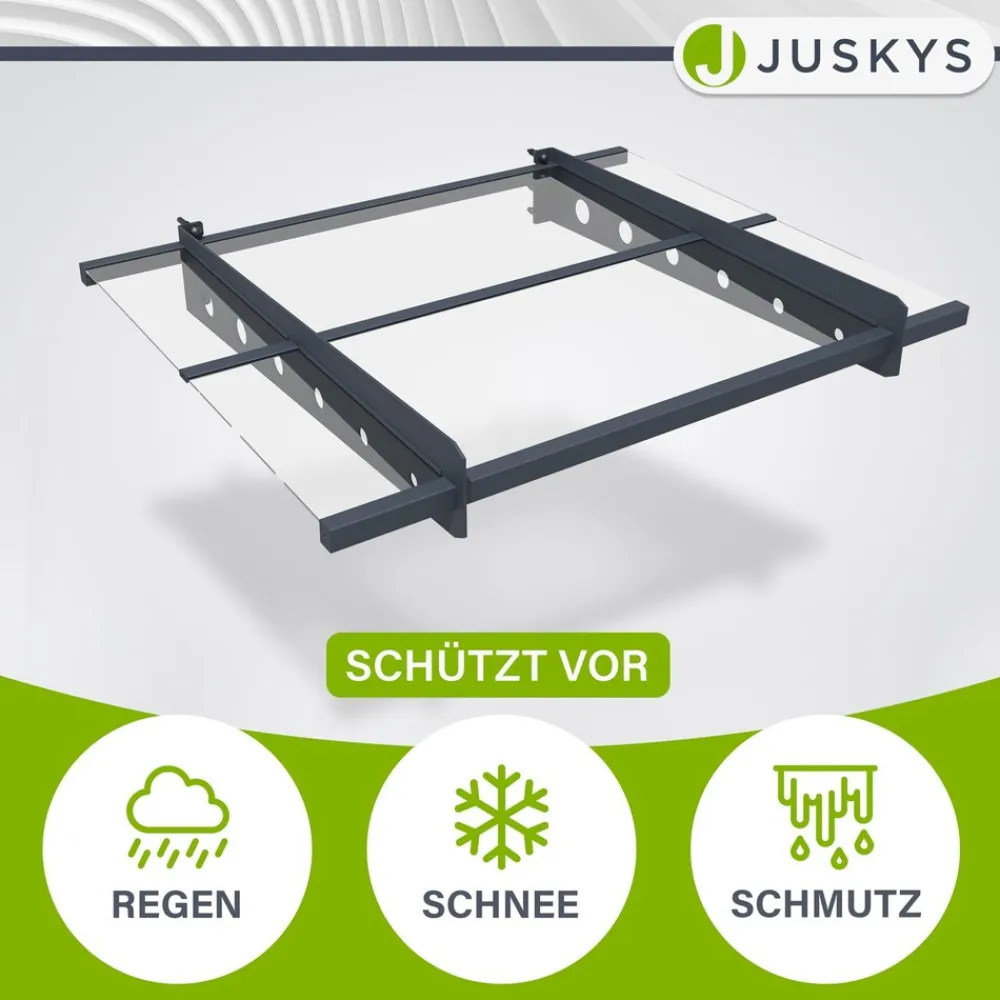 Vordach Manila Dunkelgrau – Pultvordach Acryglas, Stahl – für Tür & Eingangsbereich ^ Juskys Discount