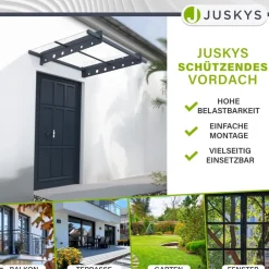 Vordach Manila Dunkelgrau – Pultvordach Acryglas, Stahl – für Tür & Eingangsbereich ^ Juskys Discount