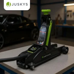 Wagenheber 2,5 t – Schwarz/Grün, hydraulisch, stabil mit Transportbox, Rangierwagenheber ^ Juskys New
