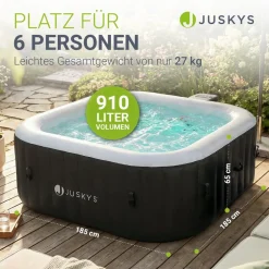 ® Whirlpool SpaLuxe – 130 Sprudeldüsen, 2400W Heizung, 910L Volumen, aufblasbar - ^ Juskys Outlet