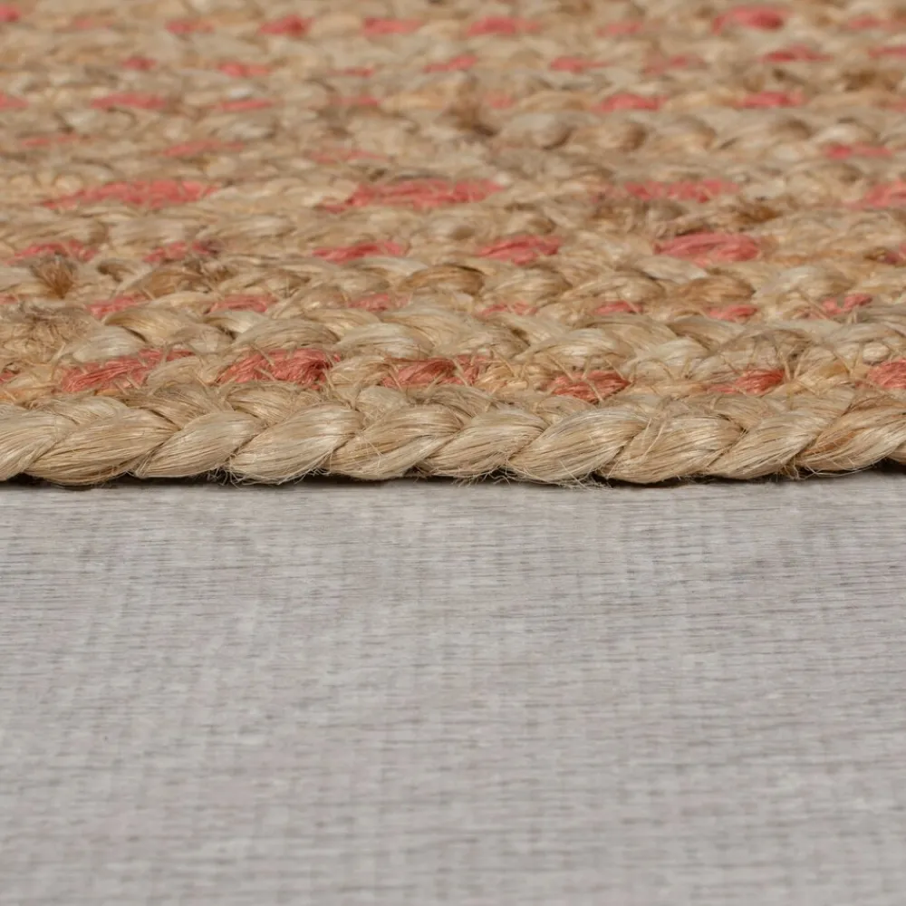 KADIMA DESIGN Jute-Teppich uni Ø180 cm - EDEN | Braun-Rosa Clearance