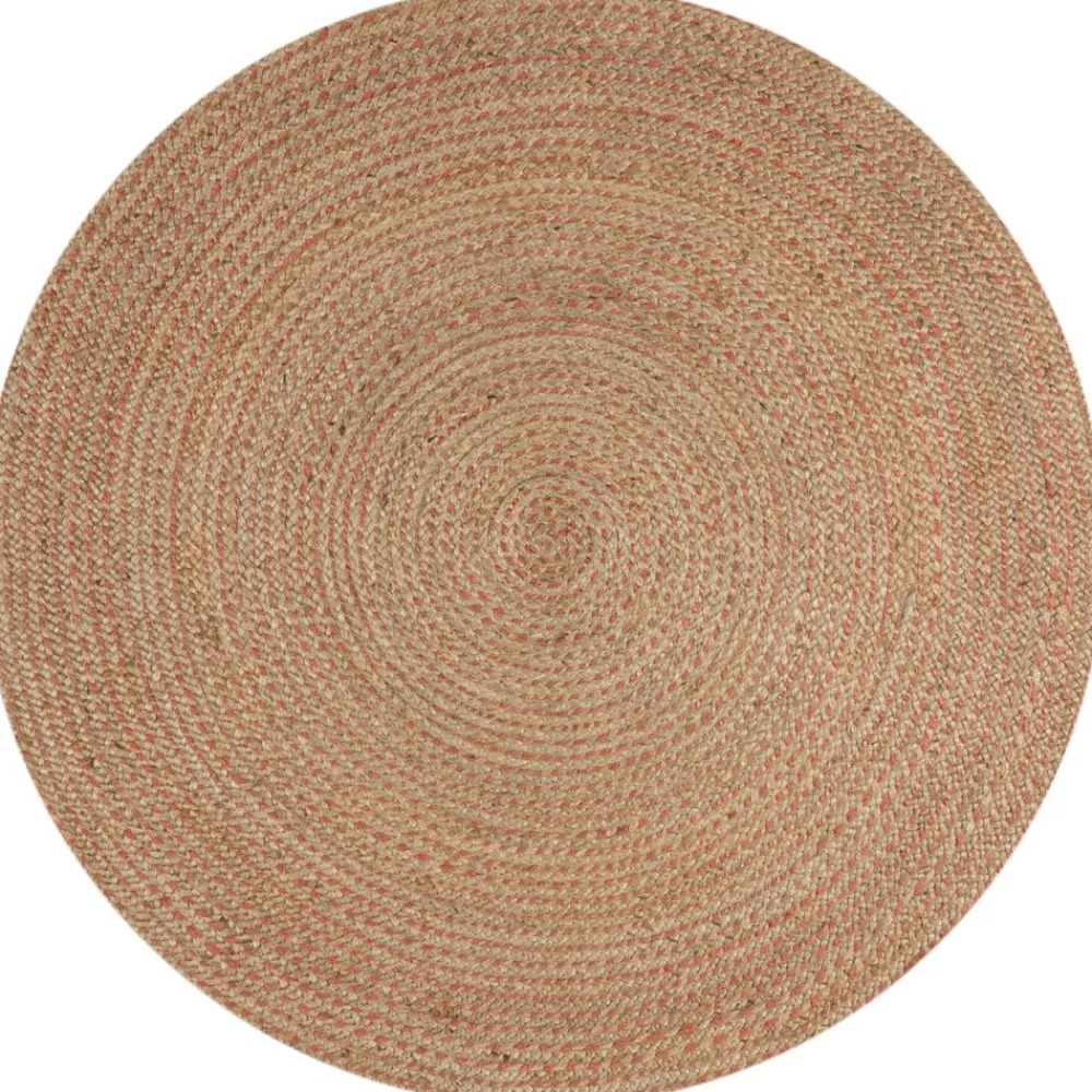 KADIMA DESIGN Jute-Teppich uni Ø180 cm - EDEN | Braun-Rosa Clearance