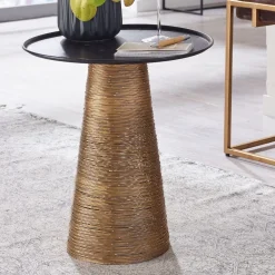 KADIMA DESIGN Aluminium Beistelltisch, Exquisites Schwarz-Gold Muster, Handgefertigt und Praktisch, 40x40 cm Hot