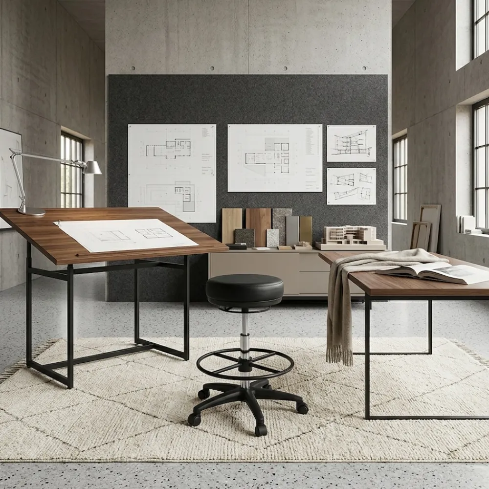 Arbeitshocker Livorno: Höhenverstellbar, Kunstleder-Sitzfläche, Kunststoff-Fußkreuz, drehbare Fußablage, 120 kg Belastbarkeit. ^ KADIMA DESIGN Online