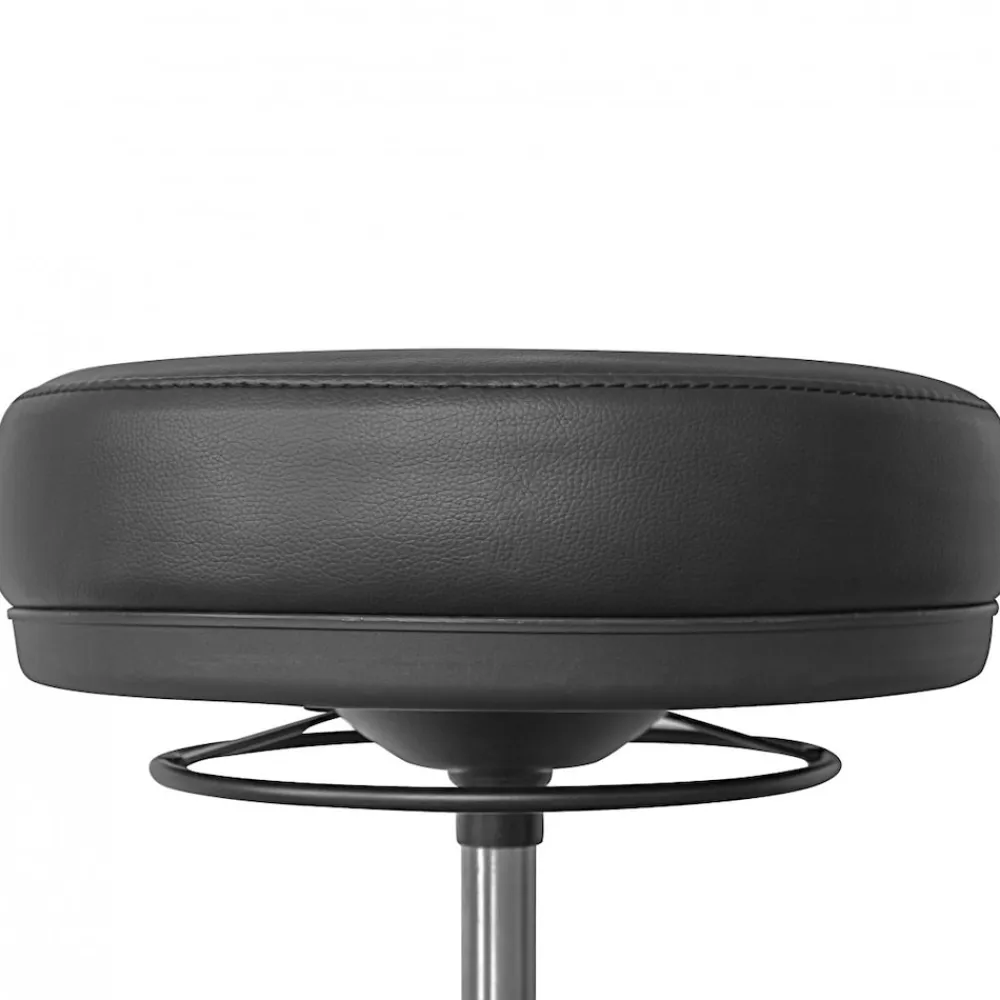Arbeitshocker Livorno: Höhenverstellbar, Kunstleder-Sitzfläche, Kunststoff-Fußkreuz, drehbare Fußablage, 120 kg Belastbarkeit. ^ KADIMA DESIGN Online