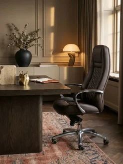 Chefsessel MADRID Echtleder, ergonomisch, Aluminium-Fußkreuz, bis 120 kg, 8 Stunden Sitzdauer ^ KADIMA DESIGN New
