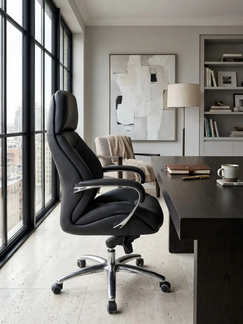 KADIMA DESIGN Chefsessel MIRON aus Leder, Multiblockwippmechanik, bis 120 kg, in 3 Farben verfügbar Schwarz Sale