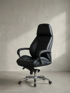 KADIMA DESIGN Chefsessel MIRON aus Leder, Multiblockwippmechanik, bis 120 kg, in 3 Farben verfügbar Schwarz Sale