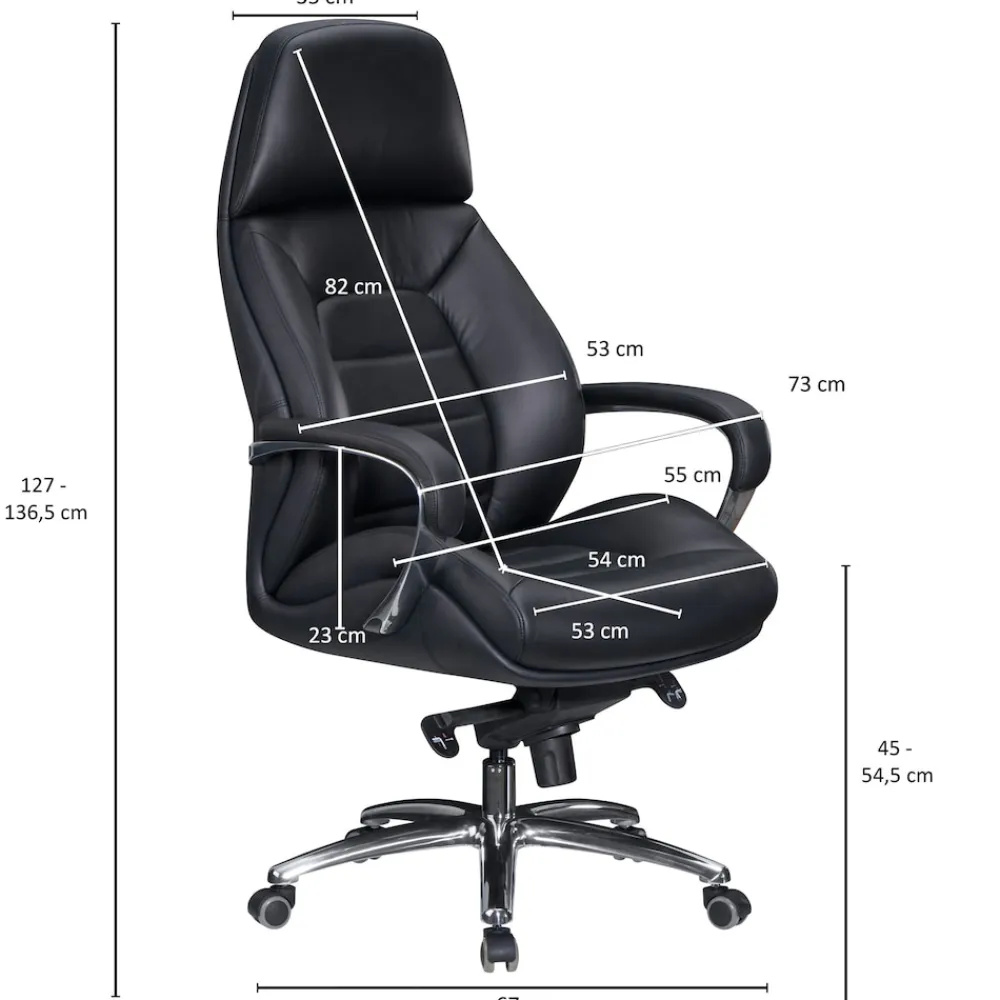 KADIMA DESIGN Chefsessel MIRON aus Leder, Multiblockwippmechanik, bis 120 kg, in 3 Farben verfügbar Schwarz Sale