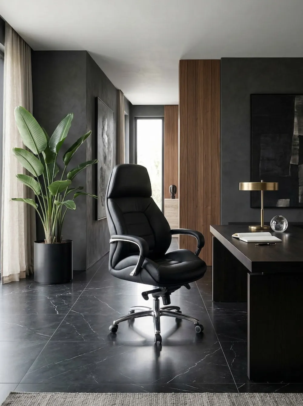 KADIMA DESIGN Chefsessel MIRON aus Leder, Multiblockwippmechanik, bis 120 kg, in 3 Farben verfügbar Schwarz Sale