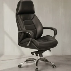 KADIMA DESIGN Chefsessel MIRON aus Leder, Multiblockwippmechanik, bis 120 kg, in 3 Farben verfügbar Schwarz Sale