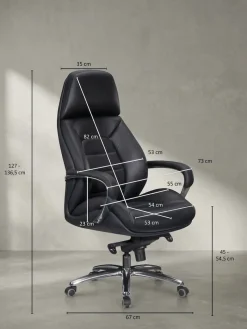 KADIMA DESIGN Chefsessel MIRON aus Leder, Multiblockwippmechanik, bis 120 kg, in 3 Farben verfügbar Schwarz Sale