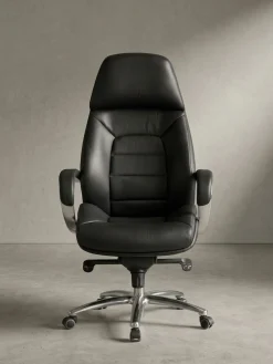 KADIMA DESIGN Chefsessel MIRON aus Leder, Multiblockwippmechanik, bis 120 kg, in 3 Farben verfügbar Schwarz Sale