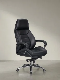 KADIMA DESIGN Chefsessel MIRON aus Leder, Multiblockwippmechanik, bis 120 kg, in 3 Farben verfügbar Schwarz Sale