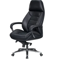 KADIMA DESIGN Chefsessel MIRON aus Leder, Multiblockwippmechanik, bis 120 kg, in 3 Farben verfügbar Schwarz Sale