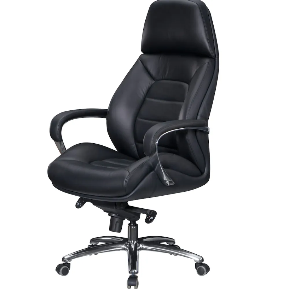 KADIMA DESIGN Chefsessel MIRON aus Leder, Multiblockwippmechanik, bis 120 kg, in 3 Farben verfügbar Schwarz Sale