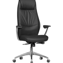 KADIMA DESIGN Chefsessel TEMZA Echtleder, Aluminium, 3-Stufen Synchronmechanik, bis 120 kg, 8 Stunden Braun Outlet