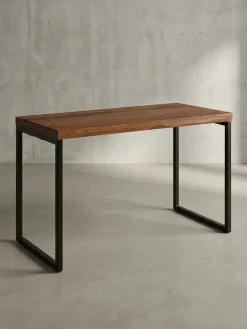 KADIMA DESIGN Industrie Schreibtisch, Sheesham-Massivholz/Metall, Handgefertigt, Materialmix