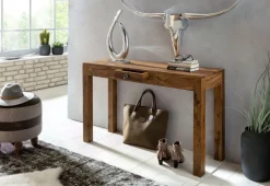 KADIMA DESIGN Konsolentisch "NAKO": Landhausstil, Schublade, Akazienholz, 40 cm Tiefe, vielseitig einsetzbar. Braun Online