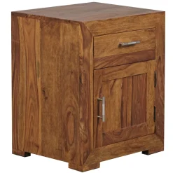 Massivholz Nachtschrank, Landhausstil, 60 cm Höhe, Schublade & Tür, Sheesham-Holz ^ KADIMA DESIGN Discount