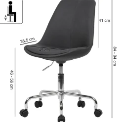 KADIMA DESIGN Schalenstuhl MESCHIO für Homeoffice, 360° Drehfunktion, max. 110 kg Belastung, in verschiedenen Farben Schwarz Outlet