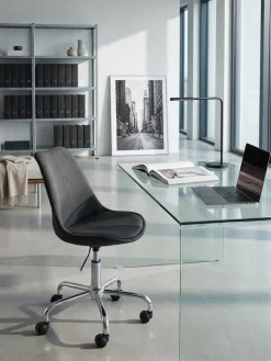 KADIMA DESIGN Schalenstuhl MESCHIO für Homeoffice, 360° Drehfunktion, max. 110 kg Belastung, in verschiedenen Farben Schwarz Outlet