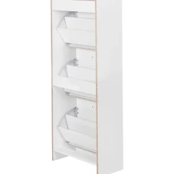 KADIMA DESIGN Schuhschrank 3 Fächer - 18 Paar Schuhe, Weißes Design, Integrierte Griffe, 50 x 125 x 24 cm, Online
