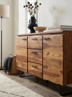 KADIMA DESIGN Stilvolles Sheesham Sideboard mit Baumkanten-Design, 145x82x45 cm, Metallgestell Discount