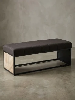Vintage-Sitzbank, Retro-Look, Metallgestell, Rillenmuster, Platzsparend ^ KADIMA DESIGN New