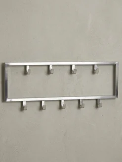 KADIMA DESIGN Wandgarderobe aus poliertem Stahl in Silber, Platzsparendes, stilvolles Wohnaccessoire