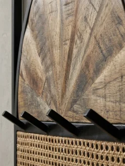 KADIMA DESIGN Wandgarderobe Mango Massivholz/Rattan/Metall, Exotisch, Funktional & Stilvoll Outlet