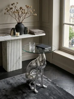 Windhund Skulptur Deko Beistelltisch, Aluminium/Glas - Handgefertigt, Einzigartig ^ KADIMA DESIGN Discount