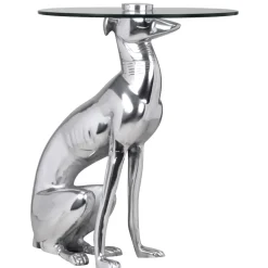 Windhund Skulptur Deko Beistelltisch, Aluminium/Glas - Handgefertigt, Einzigartig ^ KADIMA DESIGN Discount
