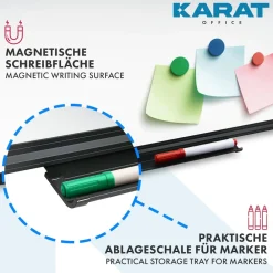 Karat office Whiteboard | Onyx | Speziallackiert | Kratzfest & magnethaftend | Schwarzer Rahmen Discount