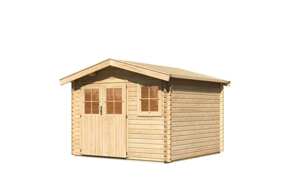 Blockbohlenhaus Comfort 1 naturbelassen inkl. Fußboden und Dacheindeckung ^ Karibu Best