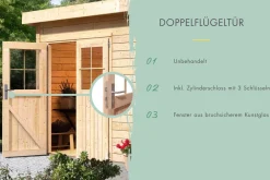 Blockbohlenhaus Comfort 1 naturbelassen inkl. Fußboden und Dacheindeckung ^ Karibu Best