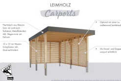 Karibu Carport Einzel- oder Doppelausführung mit und ohne Seitenwand ^ Karibu Holztechnik New
