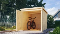 Fahrradgarage 19 mm SET naturbelassen mit Dachfolie ^ Karibu