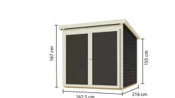 Karibu Fahrradgarage 19 mm SET terragrau mit Dachfolie Hot