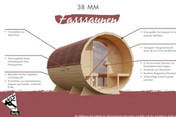 Karibu Holztechnik Karibu Fasssauna 1 - SET naturbelassen mit Ofen 9 kW integr. Strg., Kabel, Schindeln Hot