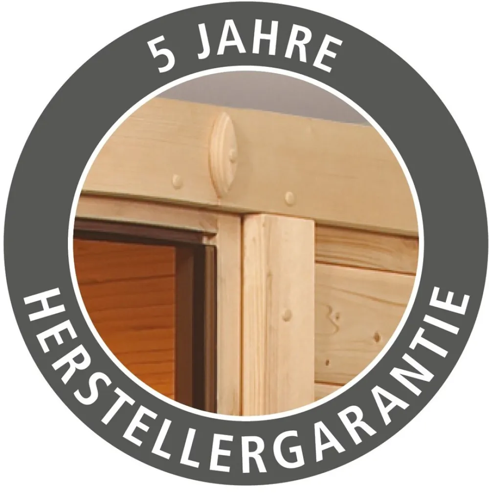 Karibu Holztechnik Karibu Fasssauna 1 - SET naturbelassen mit Ofen 9 kW integr. Strg., Kabel, Schindeln Hot