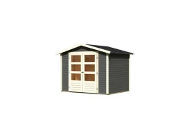 Karibu Gartenhaus "Asaba 4" SET terragrau mit Boden, Schindeln schwarz ^ Karibu Holztechnik Clearance