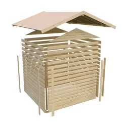 Karibu Gartenhaus "Asaba 3" SET terragrau mit Boden, Dachschindeln schwarz ^ Karibu Holztechnik