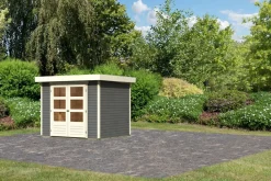 Gartenhaus "Calabar 3" SET terragrau mit Boden und Dachfolie ^ Karibu Hot