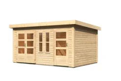 Karibu Holztechnik Karibu Gartenhaus Goldbach Flachdach 38 mm Wandstärke naturbelassen Hot
